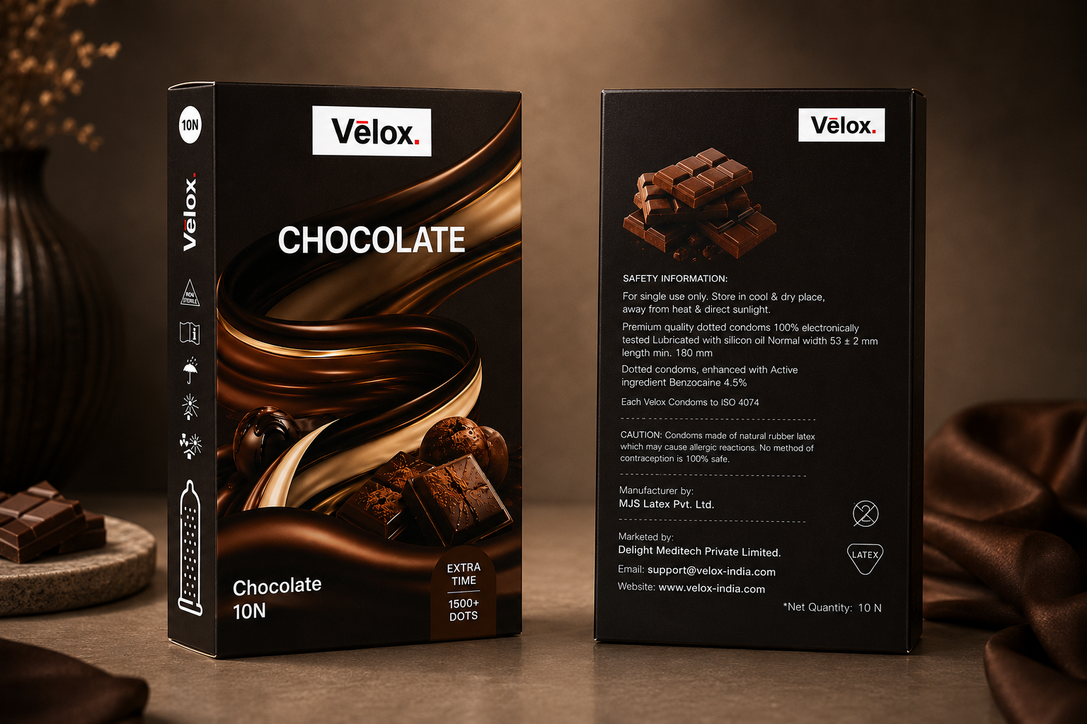 Velox Chocolate Smooth Glide - 10 Condoms