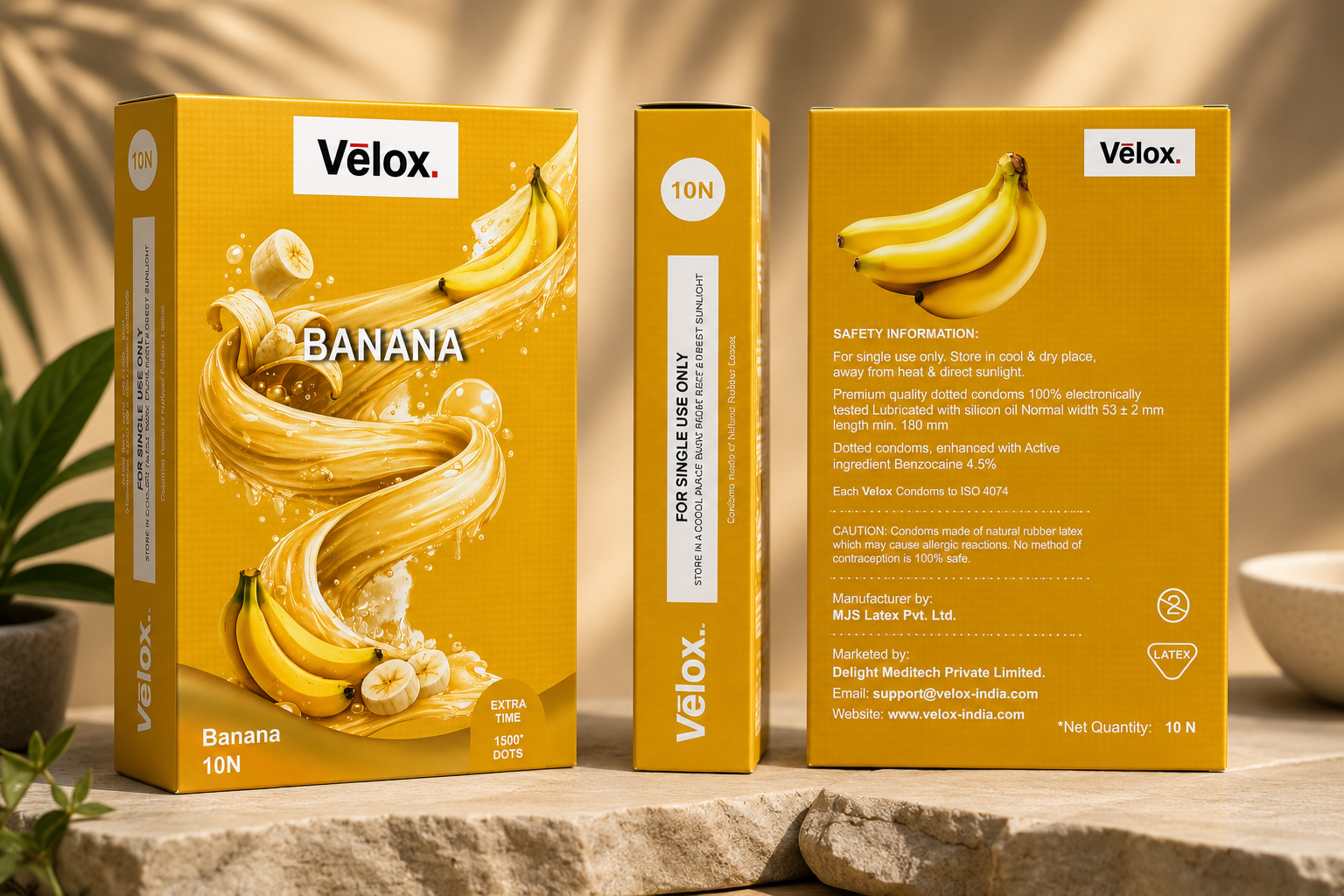 Velox Banana Extra Dotted - 10 Condoms