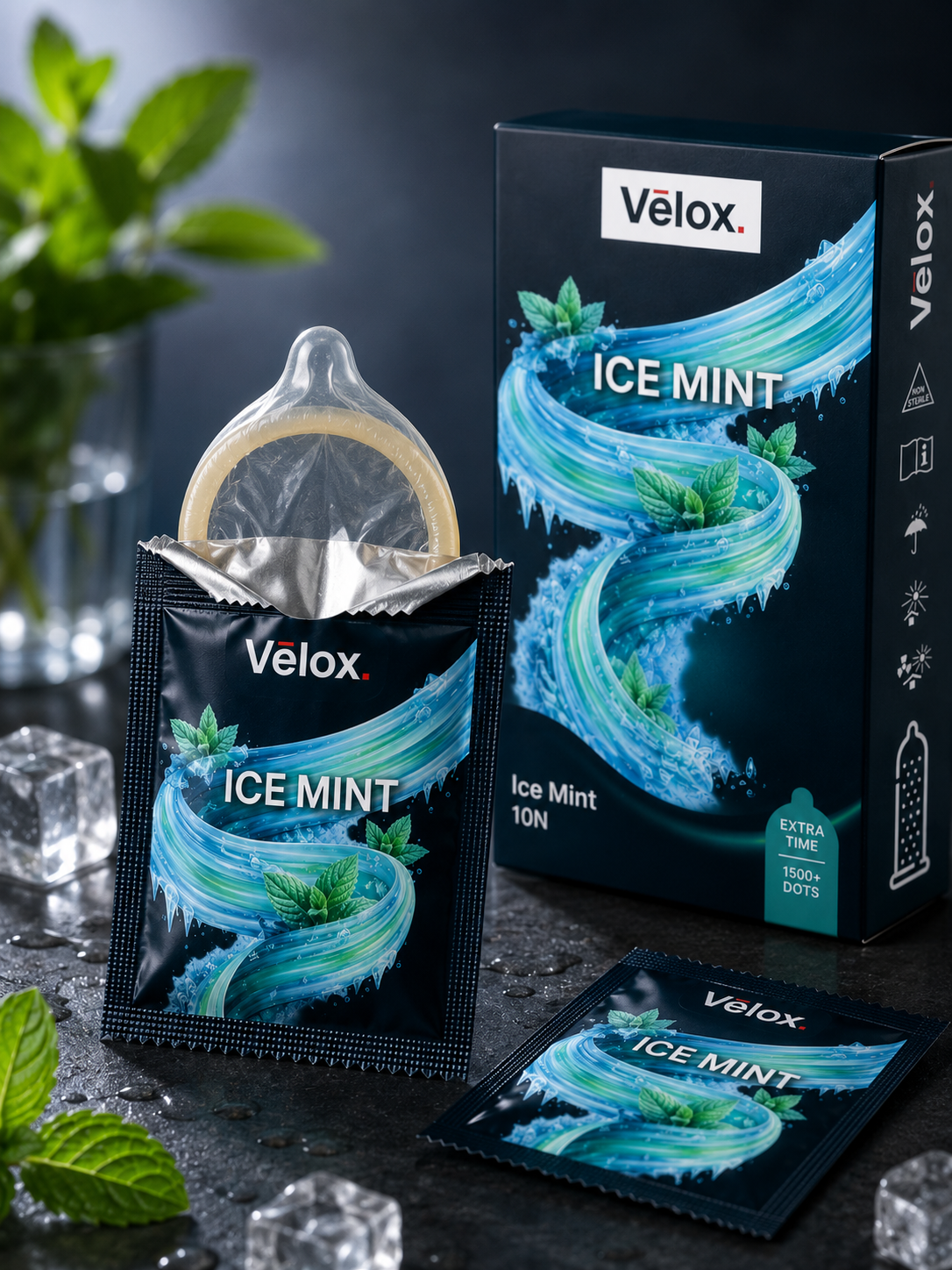 Velox Ice Mint Extra Dotted - 10 Condoms