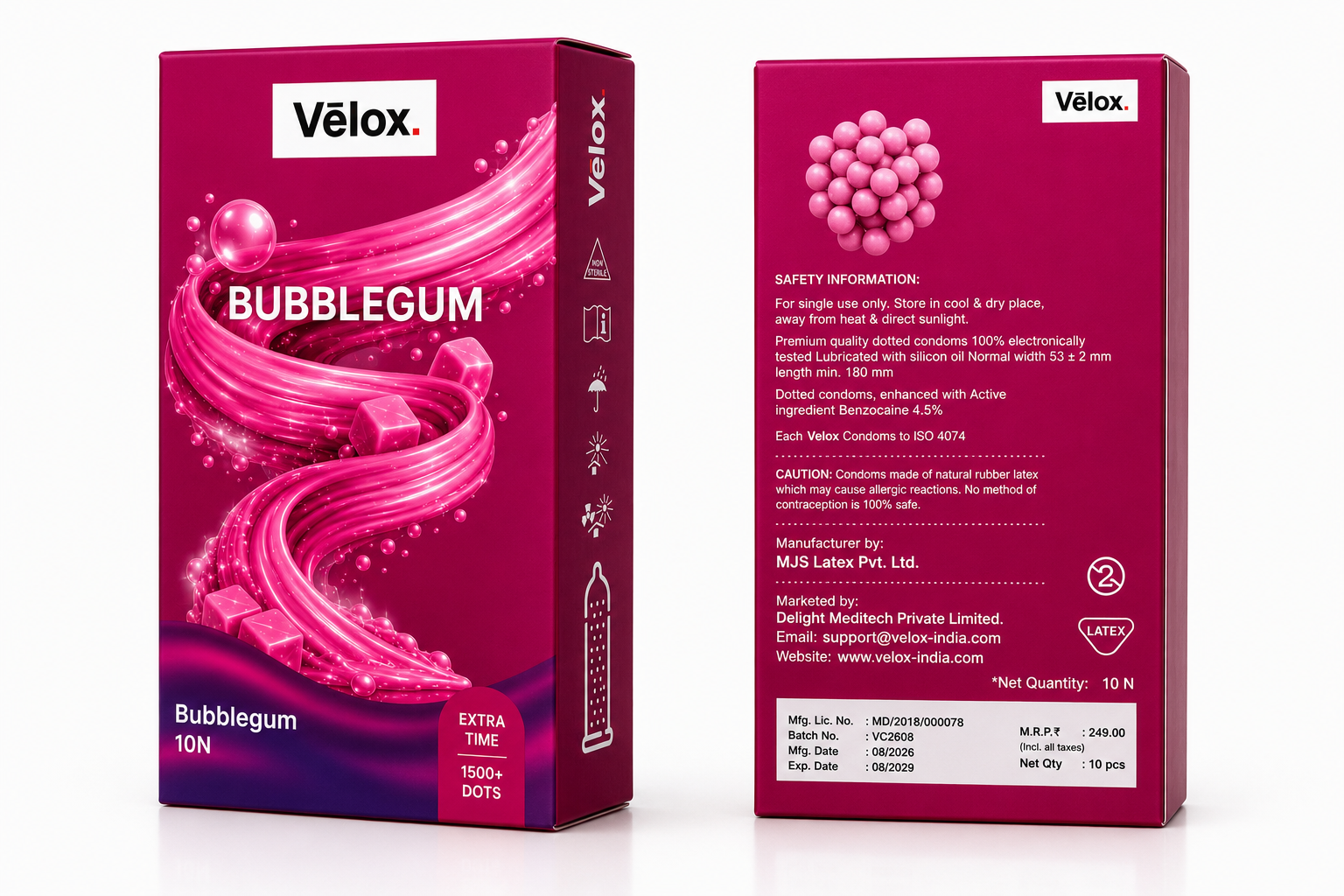 Velox Babblegum Extra Dotted - 10 Condoms