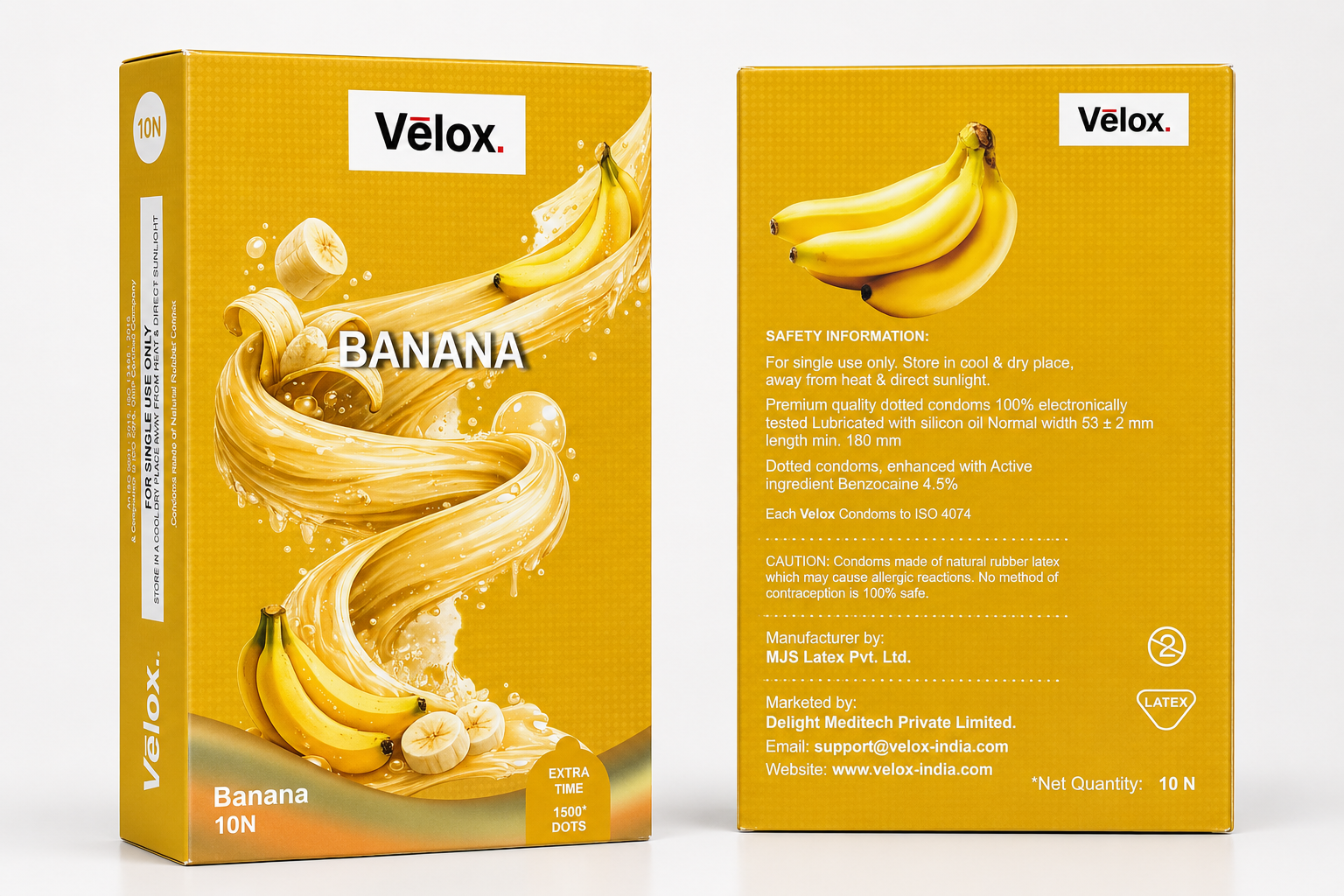 Velox Banana Extra Dotted - 10 Condoms