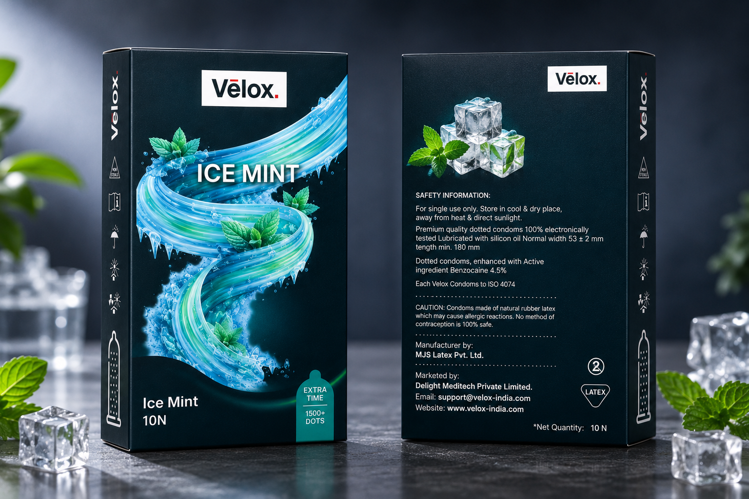 Velox Ice Mint Extra Dotted - 10 Condoms