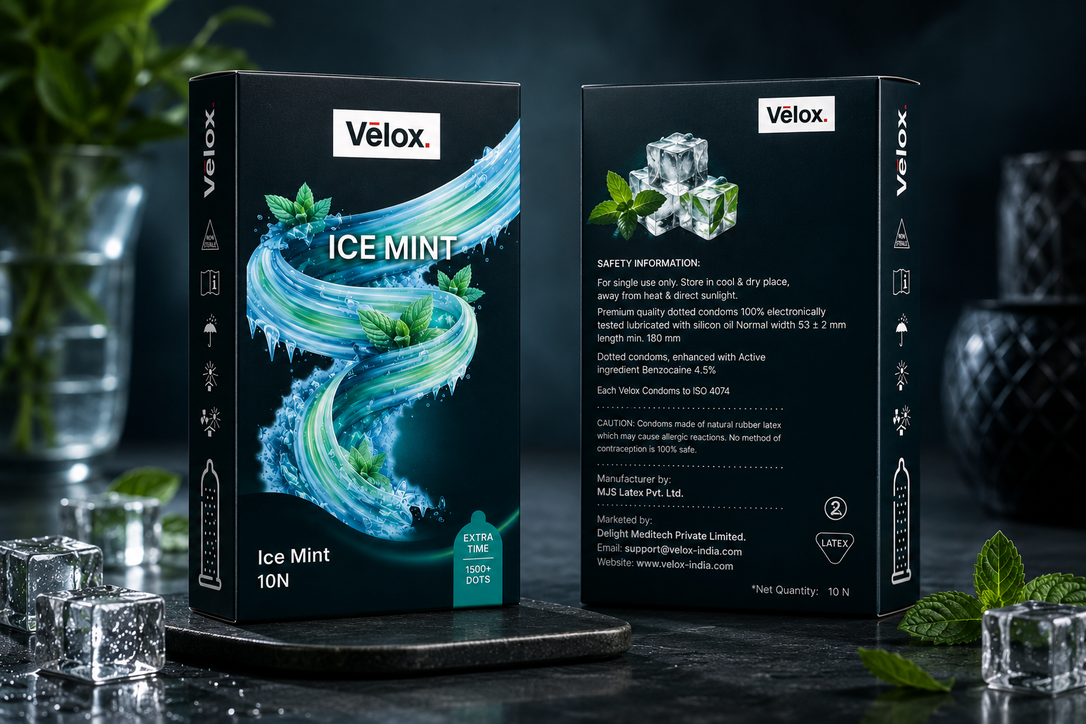 Velox Ice Mint Extra Dotted - 10 Condoms