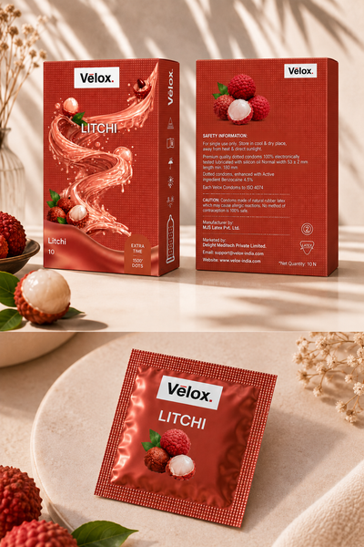 Velox Lichi Extra Dotted - 10 Condoms