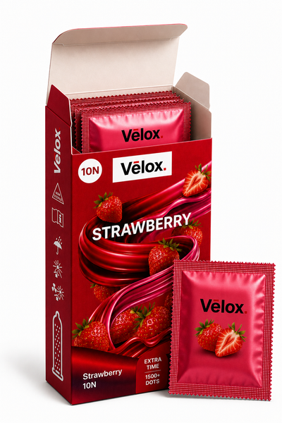 Velox Strawberry Extra Dotted - 10 Condoms