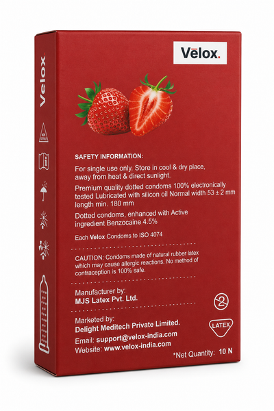 Velox Strawberry Extra Dotted - 10 Condoms