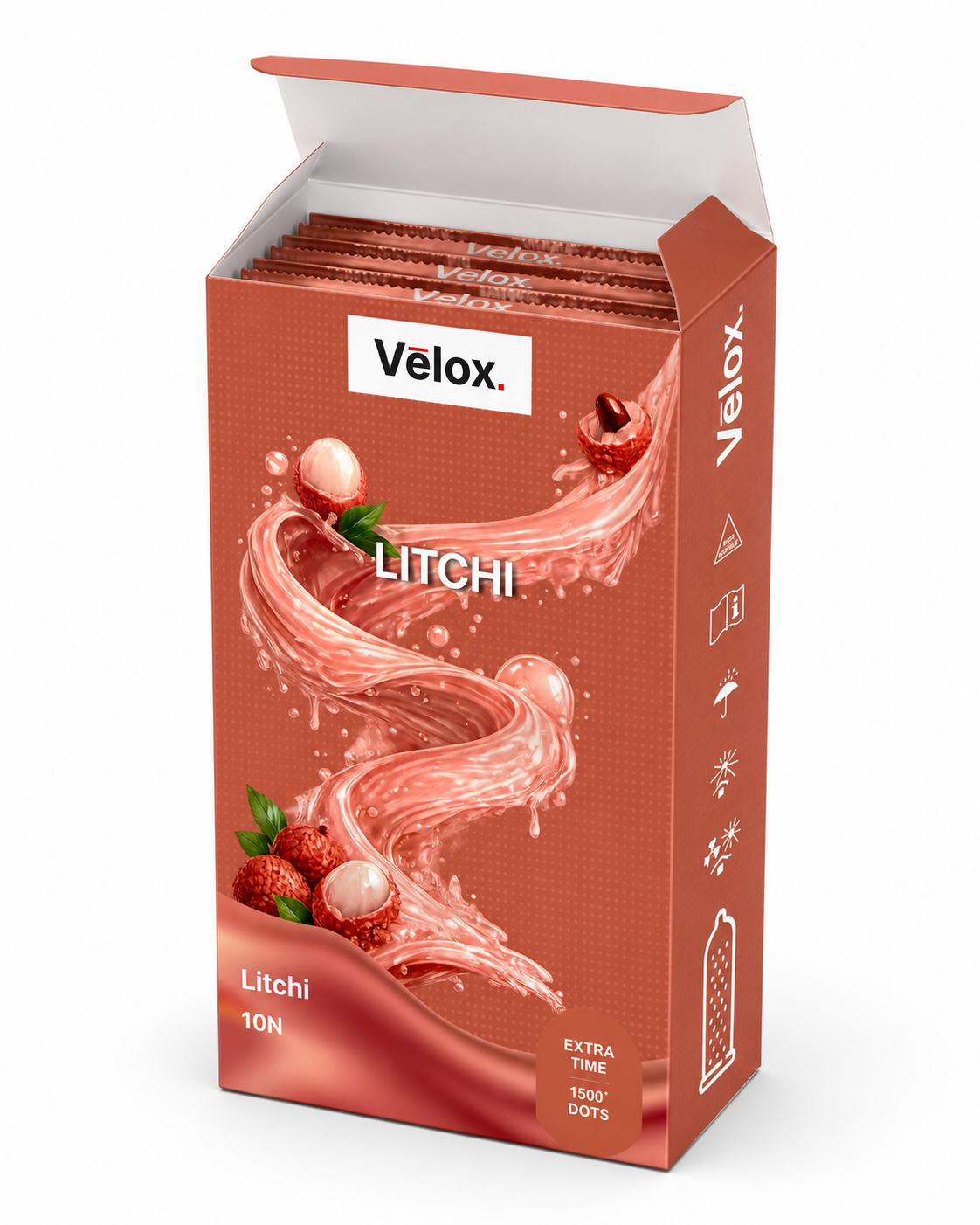 Velox Lichi Extra Dotted - 10 Condoms