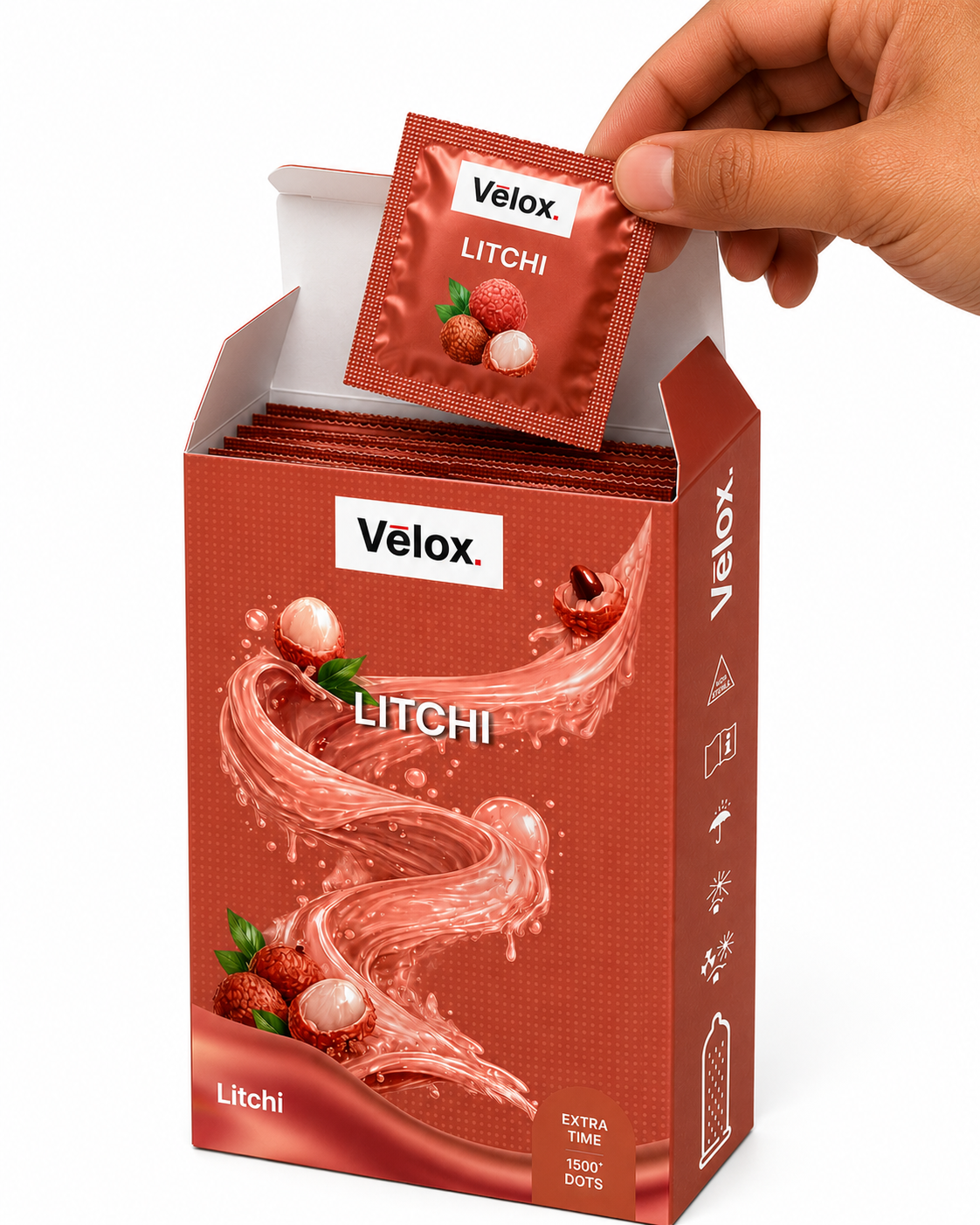 Velox Lichi Extra Dotted - 10 Condoms