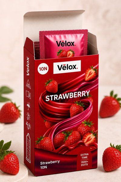 Velox Strawberry Extra Dotted - 10 Condoms