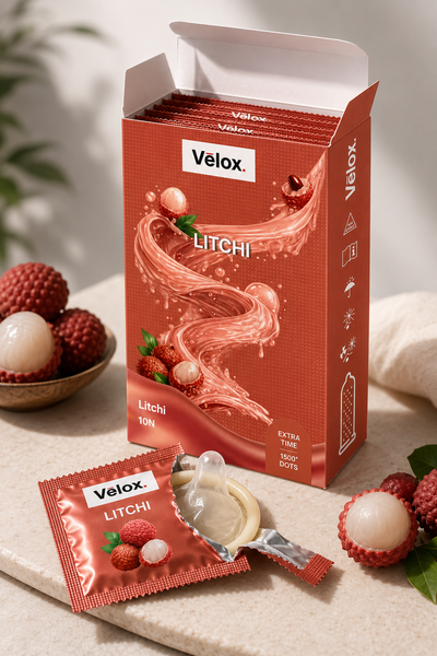 Velox Lichi Extra Dotted - 10 Condoms