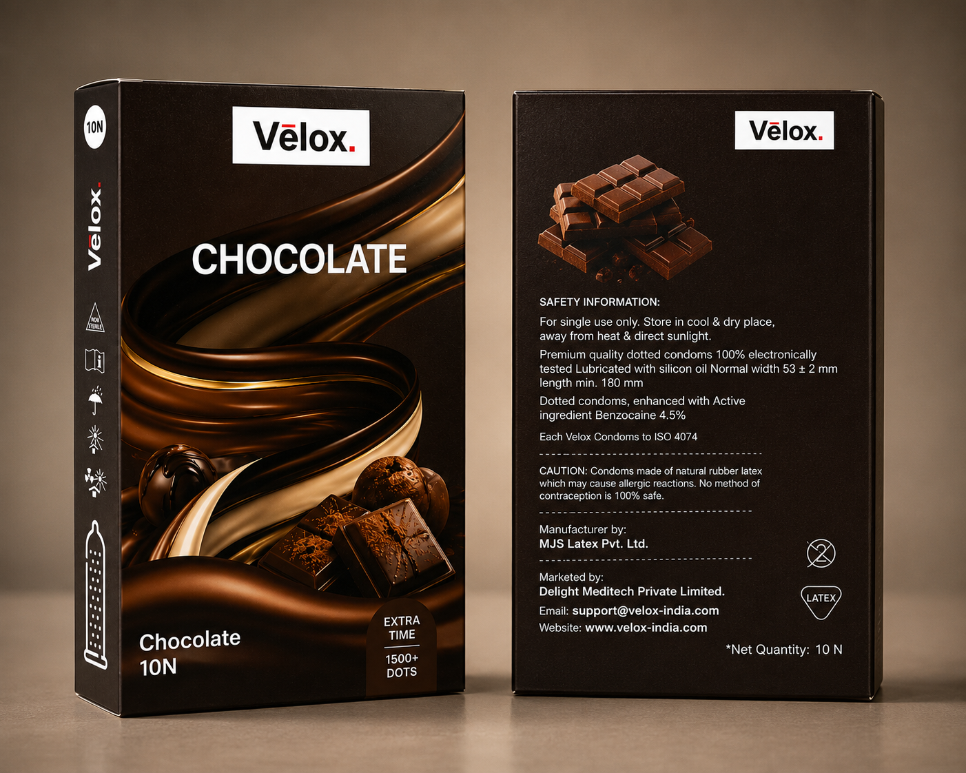 Velox Chocolate Smooth Glide - 10 Condoms