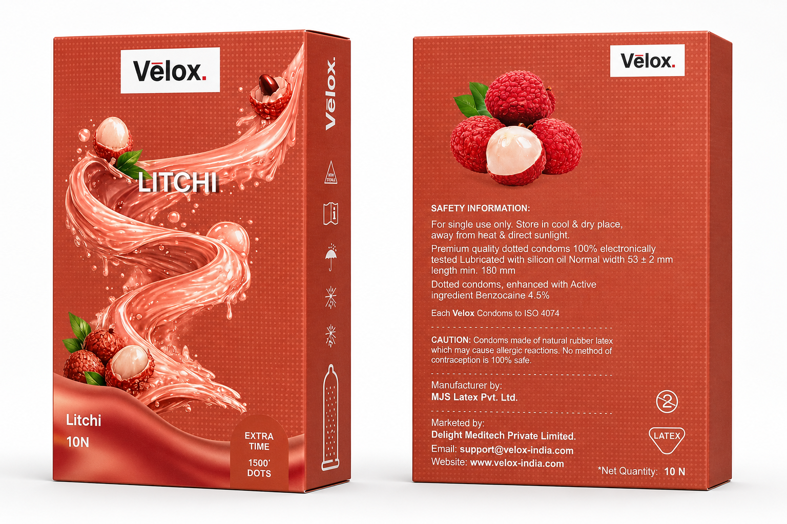 Velox Lichi Extra Dotted - 10 Condoms