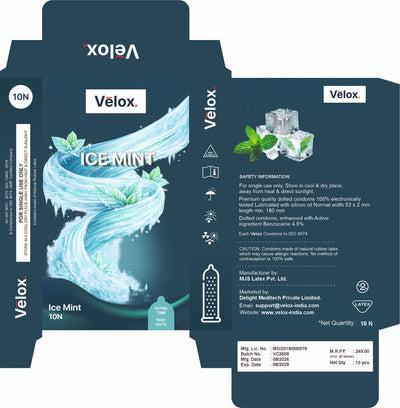 Velox Ice Mint Extra Dotted - 10 Condoms