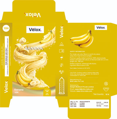 Velox Banana Extra Dotted - 10 Condoms