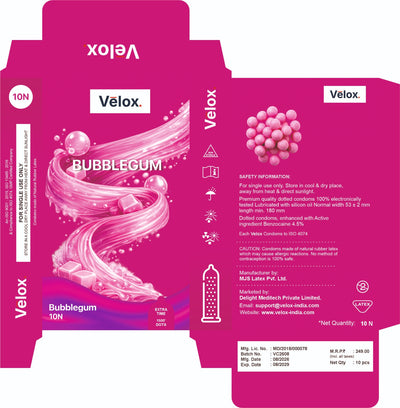 Velox Babblegum Extra Dotted - 10 Condoms
